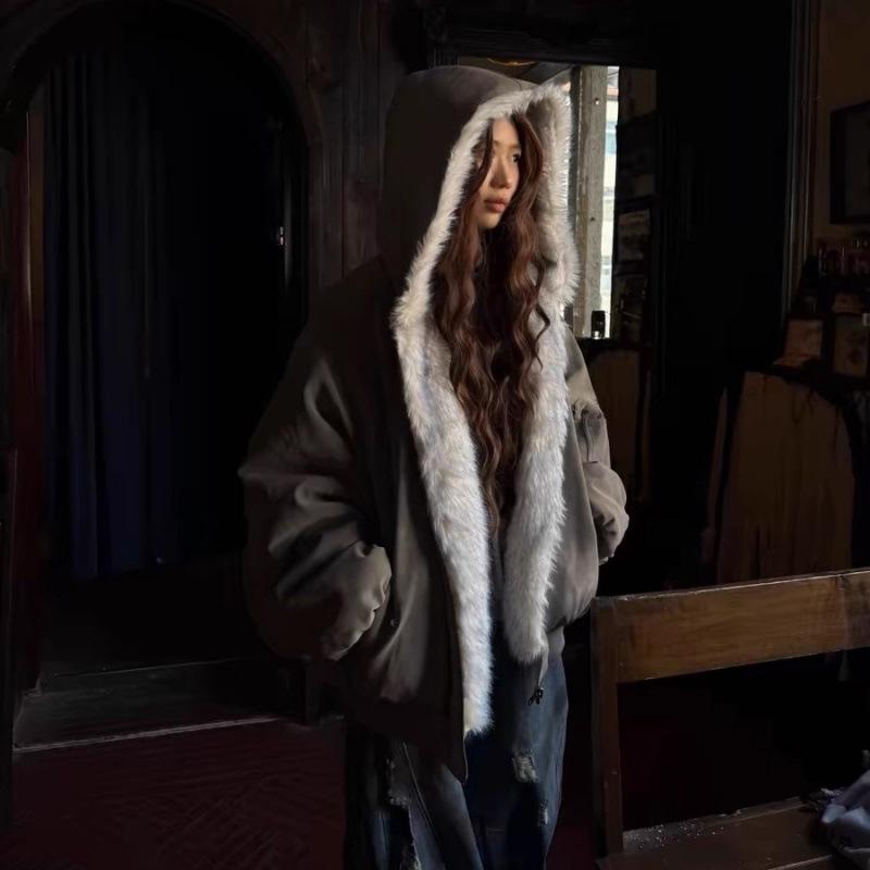 RTIMFD Wendbare Dicke Wildleder Fliegerjacke mit Pelzfutter