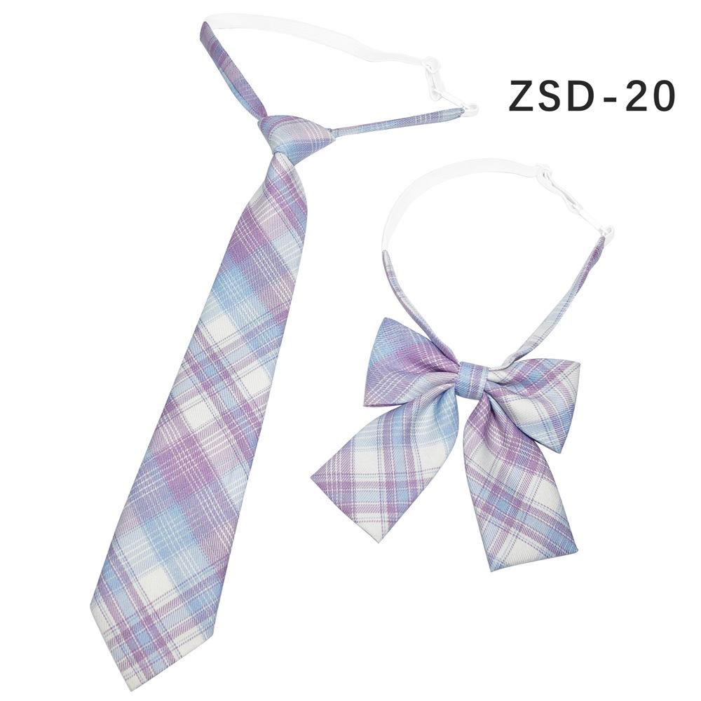 Unisex JK Collar Plaid Bowknot Flower Set - Polyester Cotton Student Uniform Accessory