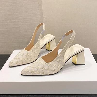 Eleganti Sandali con Tacco Aperto da Donna Tacco Quadrato Punta Affilata Monocolore Sandali di Lusso Designer Donna Tacchi per Tempo Libero e Lavoro