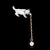 Cartoon Lovely Animal Brooch Displaying Adorable White Cat With Elegant Touch Pearl