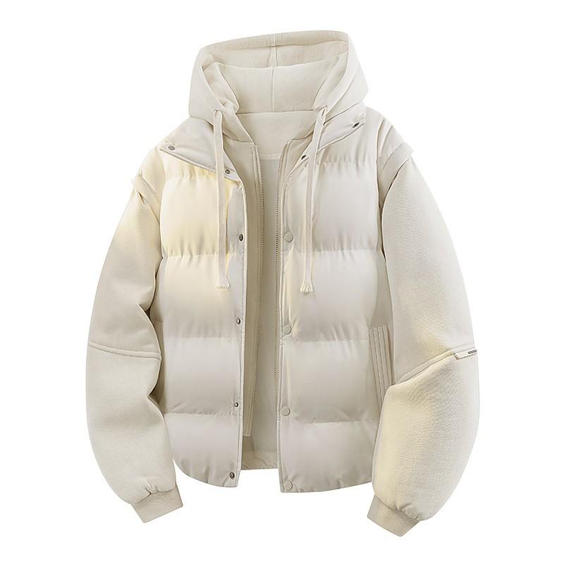 Mens Loose Fit Two-Piece Cotton Puffer Jacket 2026 Winter Casual Fashion Couple Coat