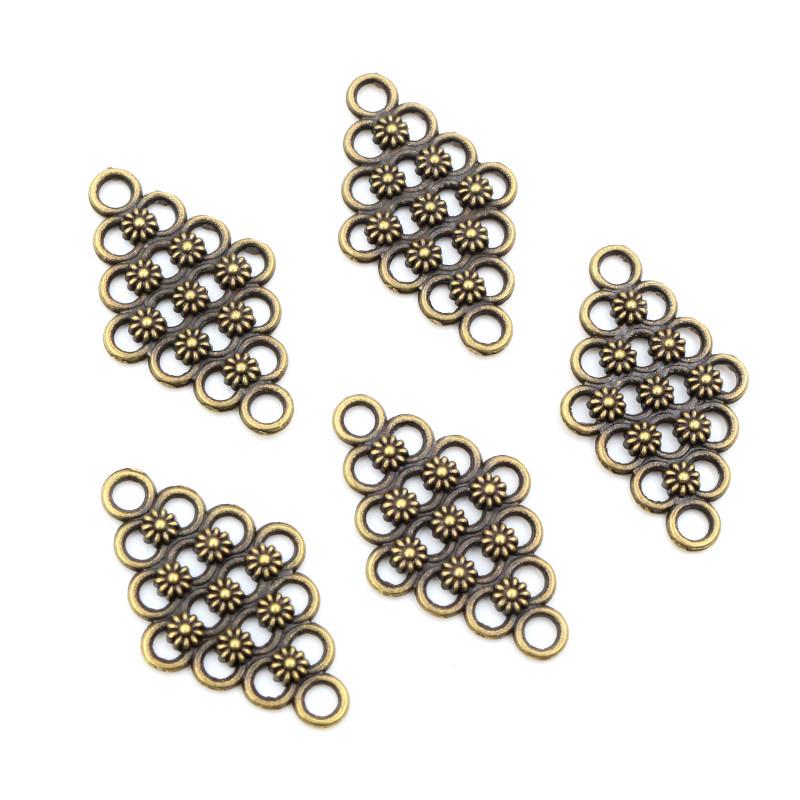 20pcs 29x17mm Antique Bronze and Antique Silver Plated Flower Style Connector Handmade Charms Pendant:DIY for bracelet necklace
