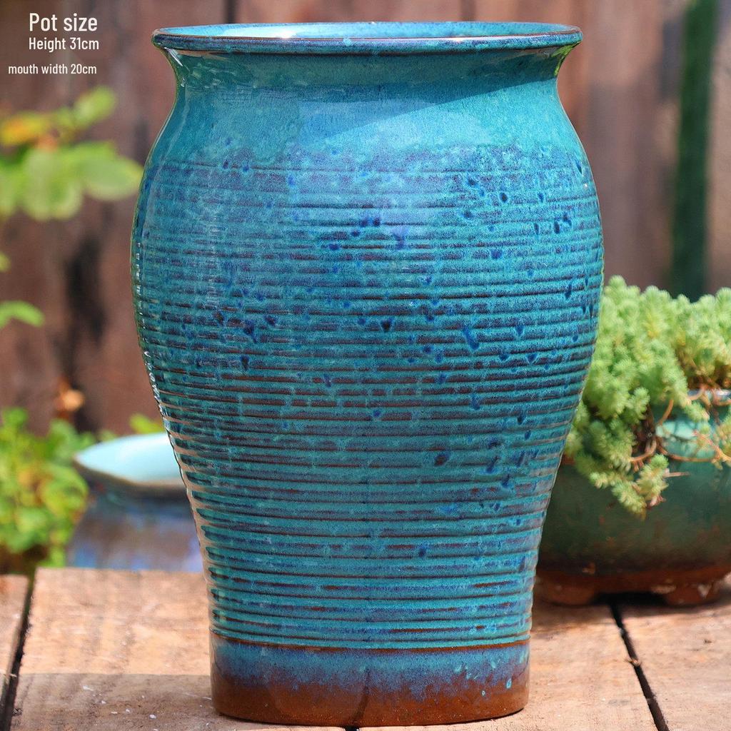 Large Handmade Ceramic Pottery Planter for Courtyard Landscaping - Ideal for Tall Orchids and Bougainvillea