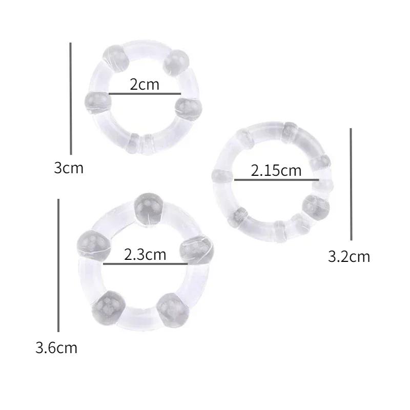 3pcs/set Penis Ring Enhance Dick Erection Delayed Ejaculation Cock Enlargement Lasting Semen Lock Ring Adult Sex Toys