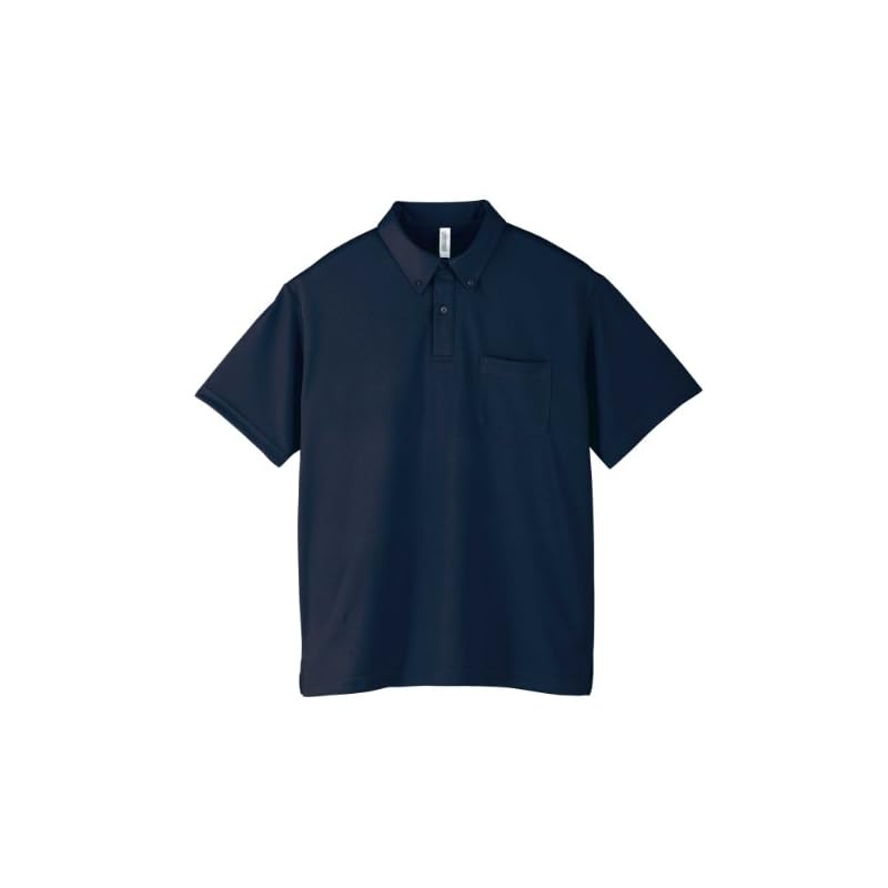 [Glimmer] Short-Sleeve 4.4oz Dry Button-Down Polo Shirt [with Pocket] 00331-ABP Men's Navy L