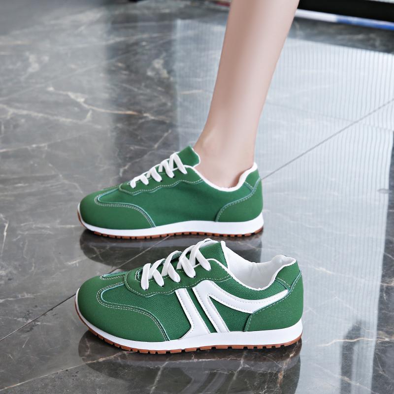 

2025 Лето Новые Женские Кроссовки Мода Женская Вулканизированная Обувь Балетки Женский Комфорт Кожаная Повседневная Обувь Кроссовки 42 зелёный