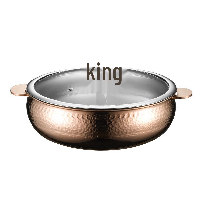 ZMR 28cm Rose Gold Hammered Divided Hotpot with Lid