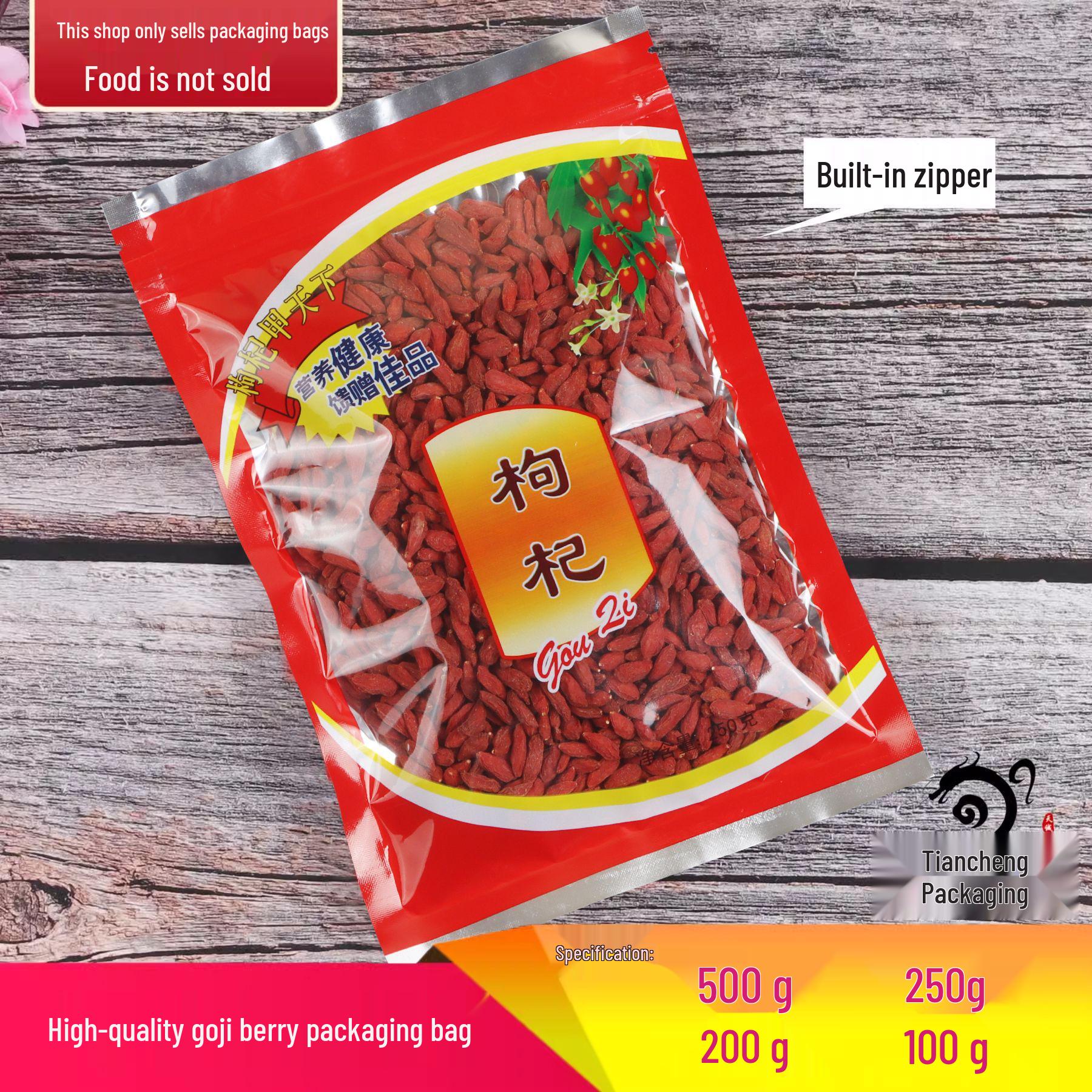 

Красные пакеты с зип-застежкой из ягод годжи - Самозапечатывающаяся пластиковая упаковка для 100 г, 250 г, 500 г 10 bags (13*17 cm zipper self-sealing bag)