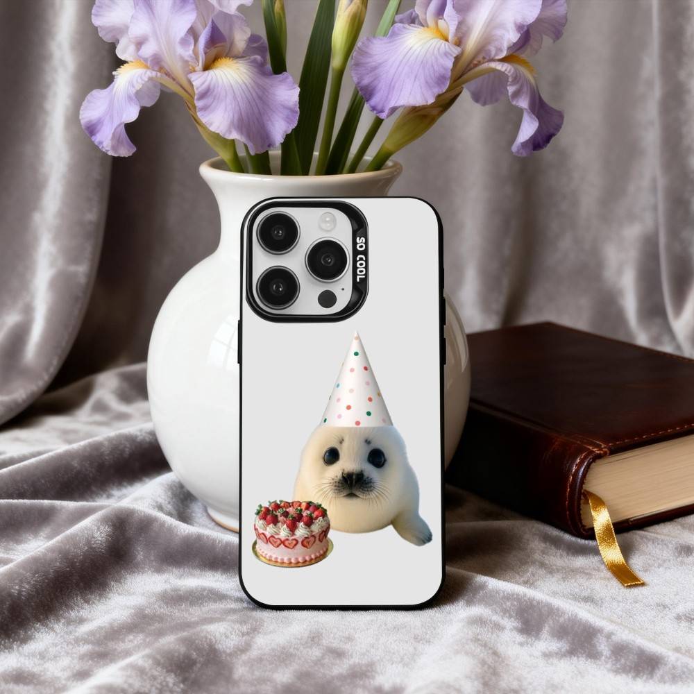 S-Seal F-Funny C-Cute Phone Case For iPhone17,16,15,14,13,12,11 Plus,Pro Max Black Candy Silver Plated Cover