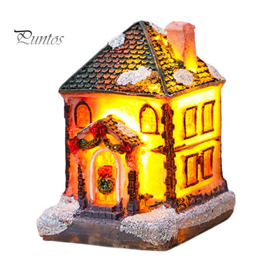 Weihnachten glühende Haus Ornament romantische warme Beleuchtung Harz Handwerk Desktop LED schneebedeckte Haus Dekoration Figur Statue Festival Geschenk