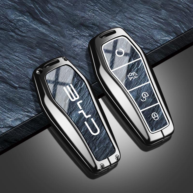 Zinc Alloy TPU Car Key Case Cover Shell For BYD Song Plus Atto 3 Han EV Tang DM Qin Seal Dolphin Fob Holder Keychain Accessories