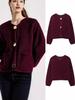 Women's Solid Color Loose Knit Cardigan - Winter Round Neck Top