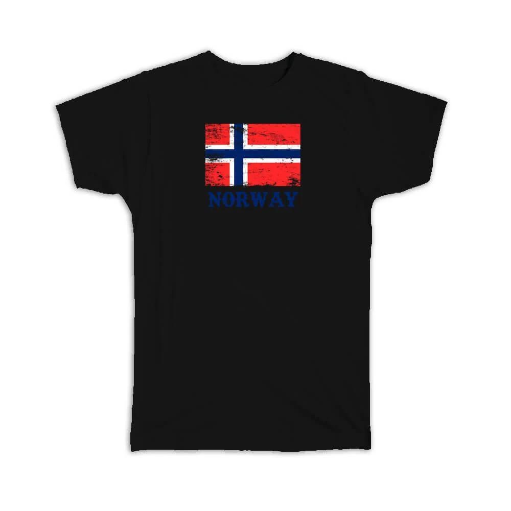 Gift T-Shirt : Norway Distressed Flag Patriotic Norwegian Expat Country