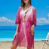 Women's Tassel Cardigan Beach Cover-Up Shawl: Sun Protection Bikini Cover, European & American Style, Hollow Out Design