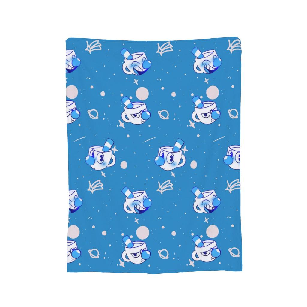 Cartoon Cuphead and Mugman Game Blanket Flannel Decoration   Multifunction Throw Blankets for Bedding Travel Bedspread