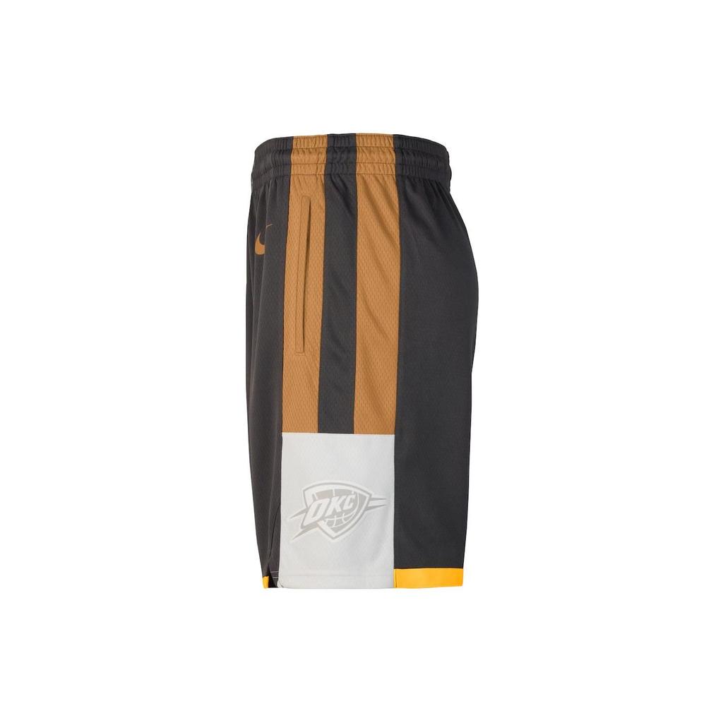 Nike City Edition Color Block Striped Basketball Shorts SW Fan Version 19-20 Season Thunder Team Men Shorts Black BV5881-060
