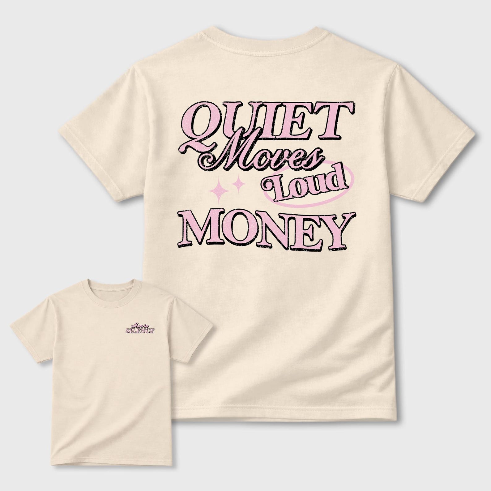 Move In Silence graphic tee. Streetwear Brand Graphic T-Shirt. 4s Iced Carmine M