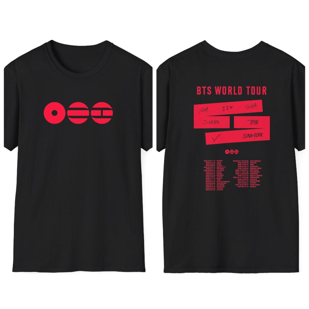BTS T-Shirt Konzert Merchandise 2026 Welttournee Fan Geschenk Kpop Shirt 2026 Sommer Herren Damen Mode Baumwolle Y2K Übergroßes T-Shirt 4XL