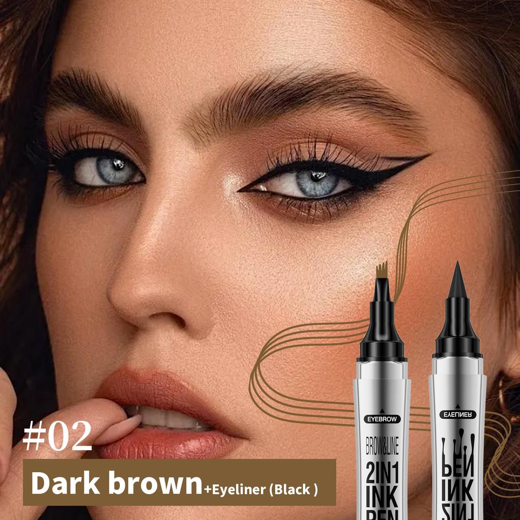 Double Head Four-Pronged Eyebrow Pencil + Eyeliner Quick-Drying Waterproof Eyebrow Pencil