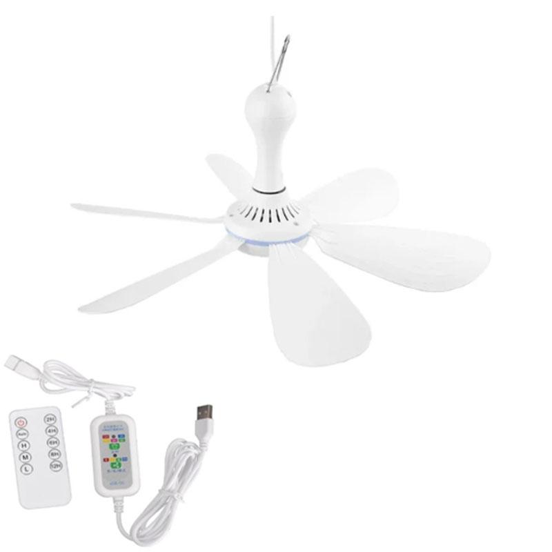 

USB-вентилятор, бесшумный 6-лопастной потолочный вентилятор, 4-скоростной подвесной вентилятор для кемпинговой кровати, кемпинга, уличных подвесных палаток белый