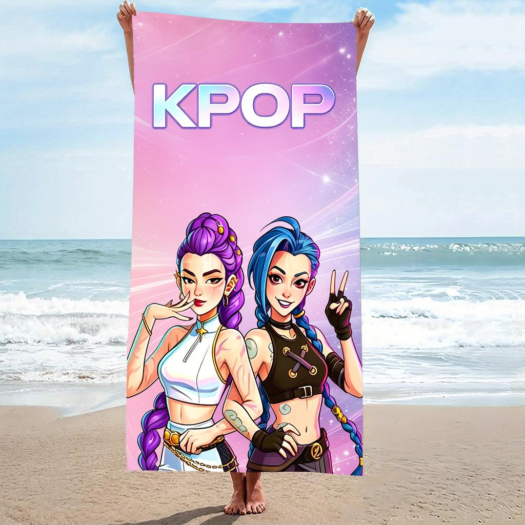 1pc Chibi Kpop Girls Beach Towel Microfiber Quick Dry Bath Towel for Fans Swimming Outdoor Bathroom Accessories