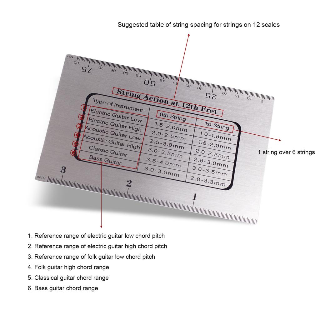 Stainless Steel Height Measuring Tool Accurate Guitar Height Measuring Tool for Acoustic Instruments