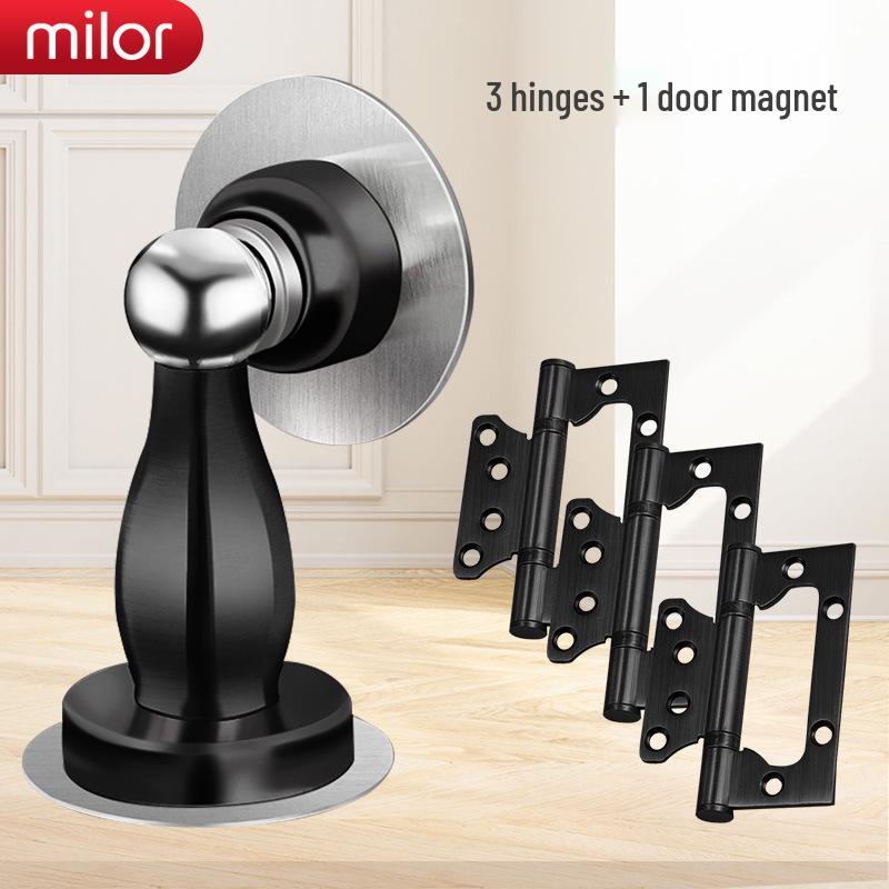 Universal Interior Door Lock Set: Silent Three-Piece Black Handle for Bedroom or Old Door Replacement