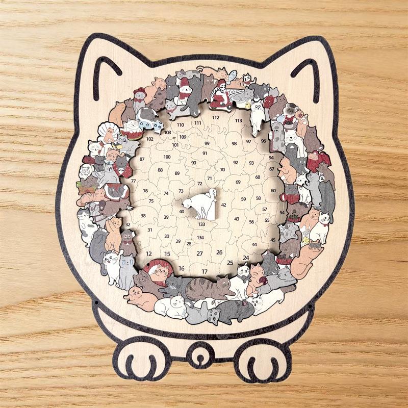 Cats Shaped Wooden Puzzle - A Unique Animal-shaped Wooden Puzzle Gift
