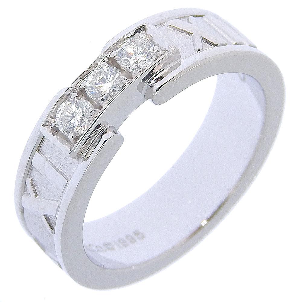 

TIFFANY&Co. Atlas Ring 3P diamond K18 white gold/diamond #5.4(US Size) 7.5g Women Used