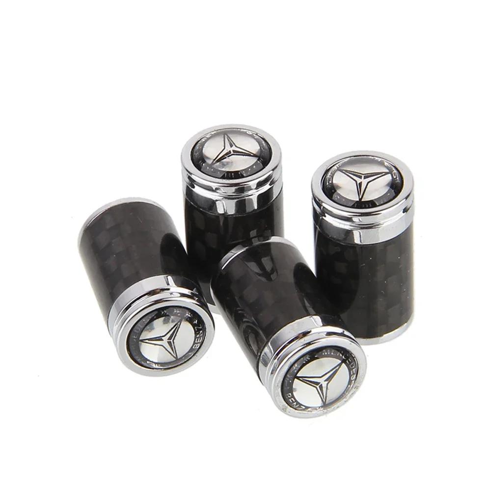 4pcs for Mercedes Benz Carbon Fiber Car Tyre Stem Air Valve Caps W204 GLK W203 W205 W212 W211 W124 W176 CLA CLK SL ML C E Class