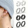 Punk Style 1-8-Piece Stainless Steel Ear Clip Set - Chic Circle Ear Cuffs, No Piercing Needed, Trendy Jewelry Gift