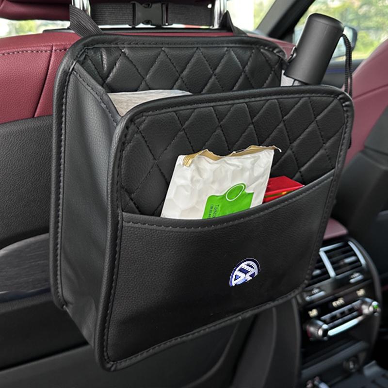 New Car Backseat Luxury Leather Storage Bags Hanging Organizer Box Car Accessorie For Volkswagen VW Jetta Scirocco Polo 6R Rline