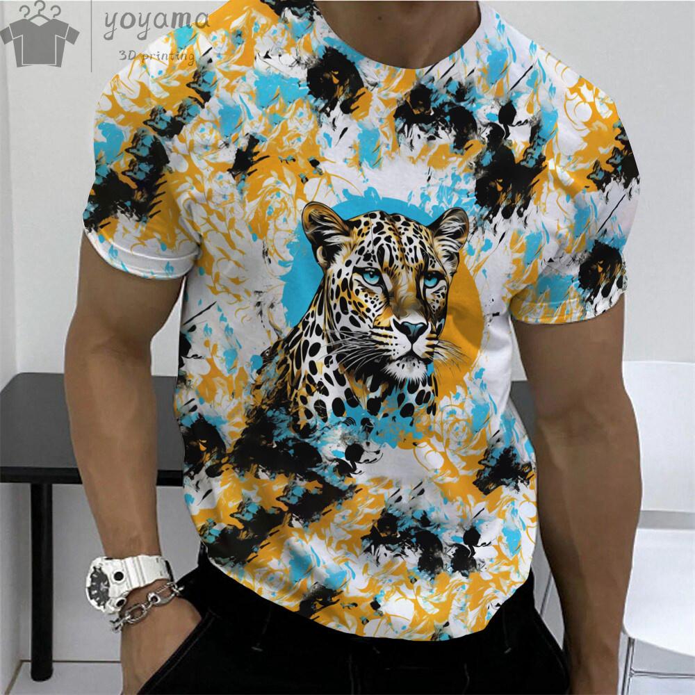 Men's Summer Lion Print Short Sleeve Lion Graphic Tees Men's Summer Clothes Oversized T Shirt Men Short Sleeved T-shirt for Men
