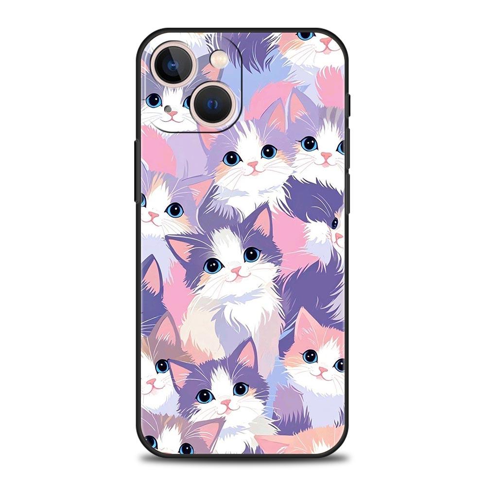 Buntes Katzen-Design Handyhülle Cover für iPhone 17 16 15 14 13 12 Pro Max 11 Pro Max 17 AIR Plus Stoßfeste Weiche TPU Hülle Capas