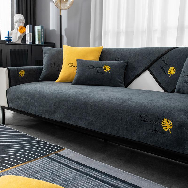 Nordic Luxury Sofa Cover Cushion Embroidery Four Season Sofa Armchair Backrest Towel Non Slip Couch Cover 3 Seater Sofa Cover