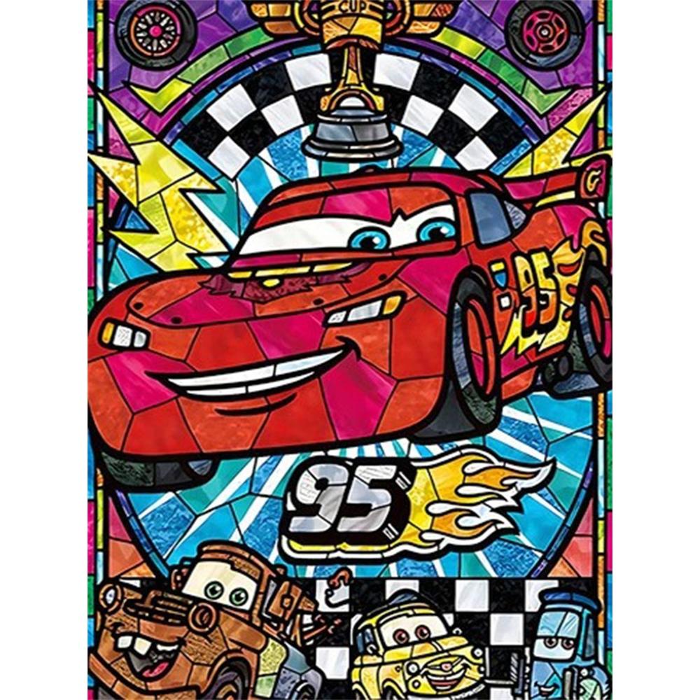 

Disney Diamond Painting Cars Stained Glass Style Art Illustration 5D Cross Stitch Hanging Print 5D Puzzle Mosaic Embroidery Home Decoration Round 20x30cm