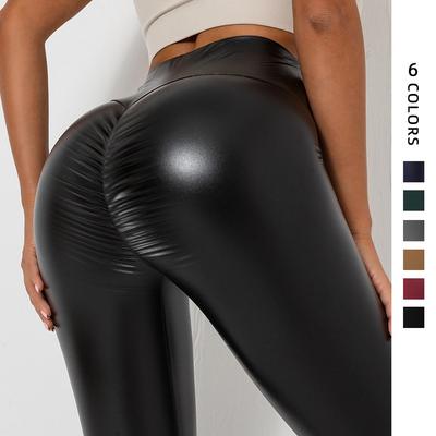 Cross-Border Spring PU Leather High-Waist Leggings for Women - Large Size, Bright Finish, Perfect for Outerwear