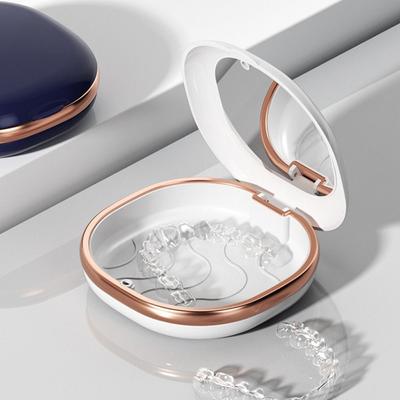 Portable Braces Box With Mirror New Draining Denture Storage Box Travel Orthodontic Retainer Case Mouthguard Case Cleaning Box