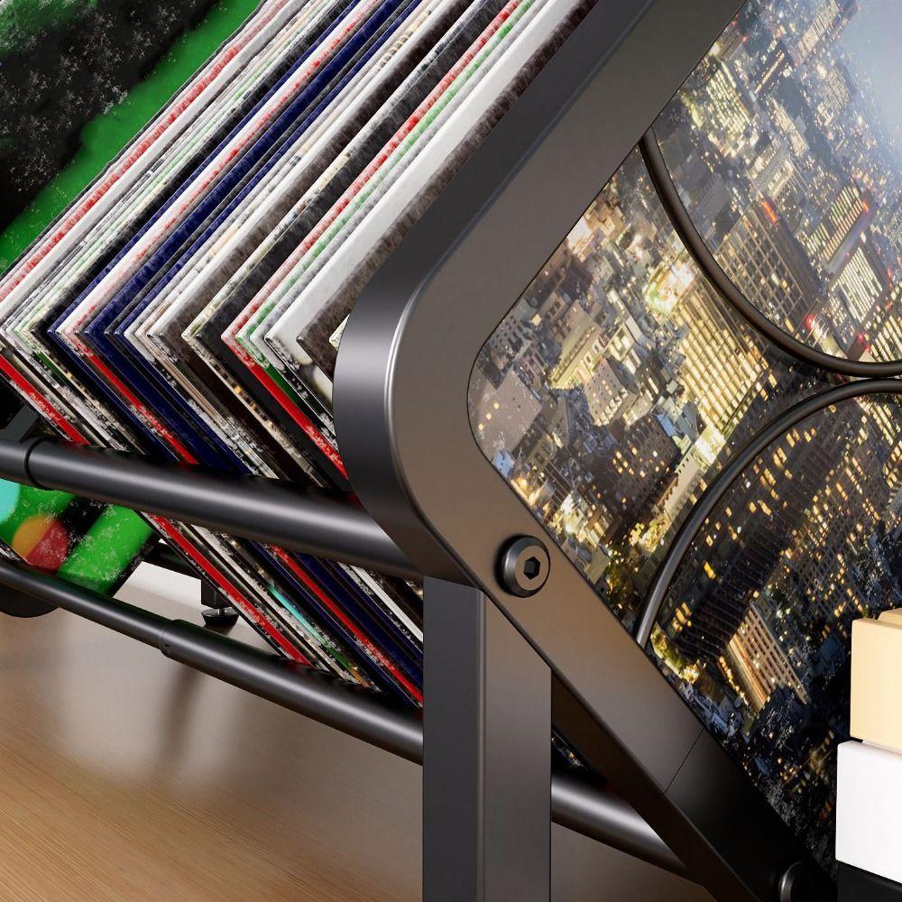 Large Capacity Vinyl Record Storage Rack Black Single Tier Record Holder Desktop Bookshelf Office