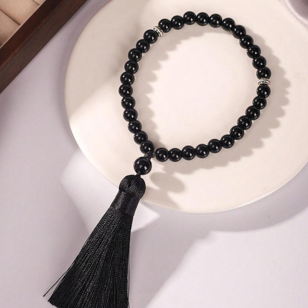 Cosmic Sailing Natural Crystal Bracelet with African Pine Prayer Beads - 33 Beads Double-Loop Design