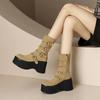Shoes for Women New Pin Buckle Design Women's Boots Comfortable Wedge Platform Goth Shoes Winter Stylish Zipper Short Boots