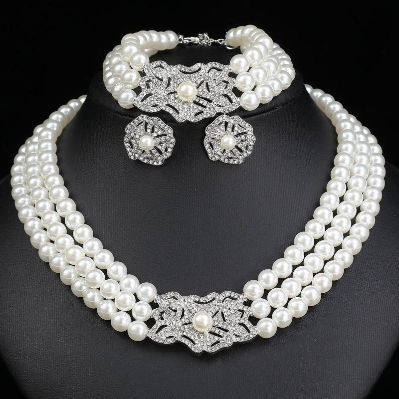 Korean Retro Pearl Diamond Fringed Neck Chain Internet Celebrity Temperament Design Sense Flower Bow Collarbone Chain Necklace Female