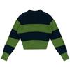 OUT OF TRUNK Stripe Collar Knit Green (Women)