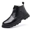 2024 Winter New Men's High Top Cotton Shoes Men's Business Casual Leather Shoes Fleece Warm Cotton Boots Snow Boots 9722