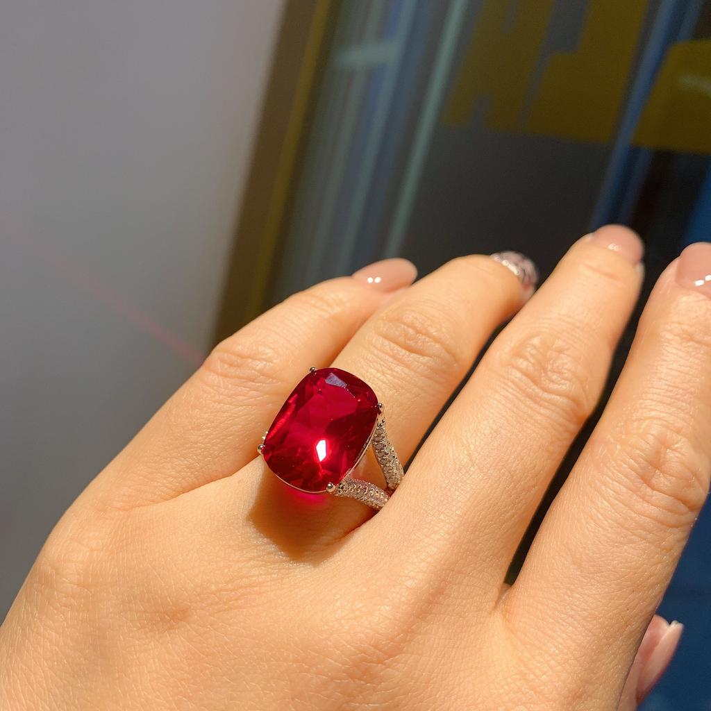 Jewelry Trend Line Imitation Color Treasure Seiko Inlaid Live Ring 12 * 16