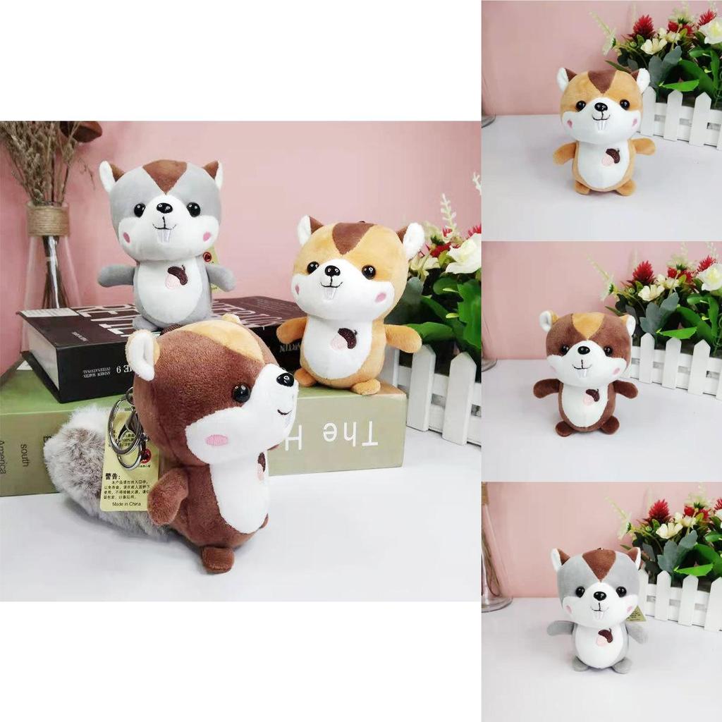 Charming Grey Yellow And Brown Squirrel Plush Keychain Soft Toy For Accessories And Gifts