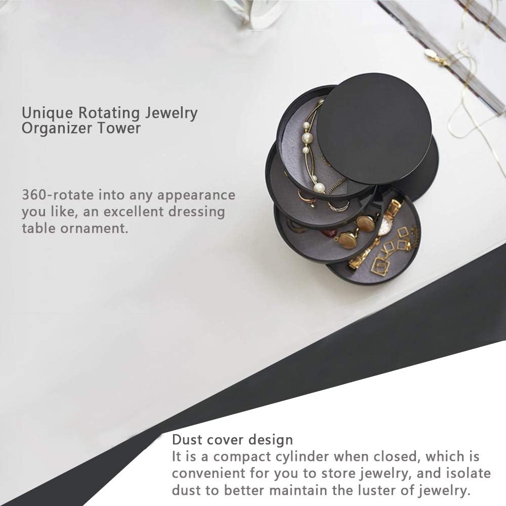 Organizér na šperky Malá úložná krabička na šperky Držák na náušnice pro ženy 5vrstvá otočná cestovní miska na šperky Pouzdro s víčkem na náramky Prsteny Náramky
