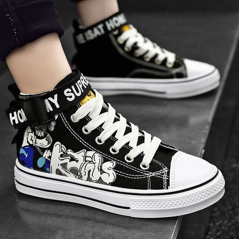 Dětské plátěné boty s vysokým svrškem, trendy dětské protiskluzové boty na skateboarding, chlapecké dívčí venkovní pohodlné sportovní tenisky