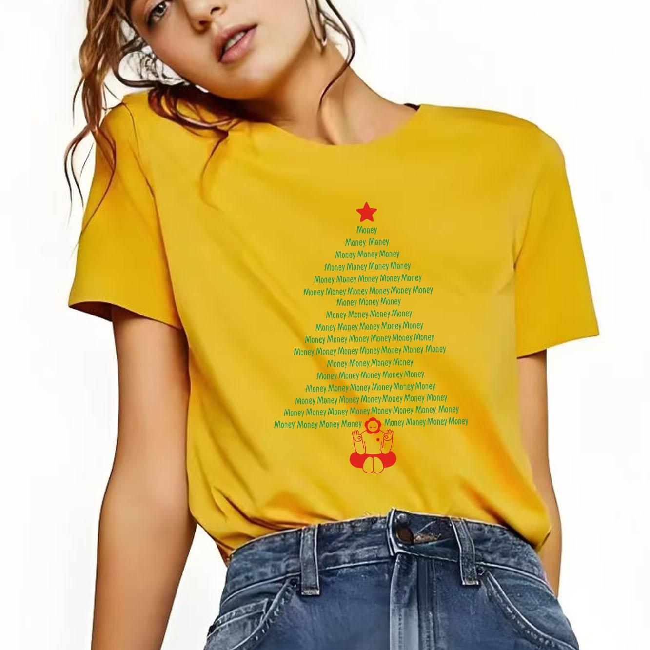 

Fashionable Christmas tree printed Tshirt with casual short sleeves suitable for daily wear in all seasons Womens Tshirt S