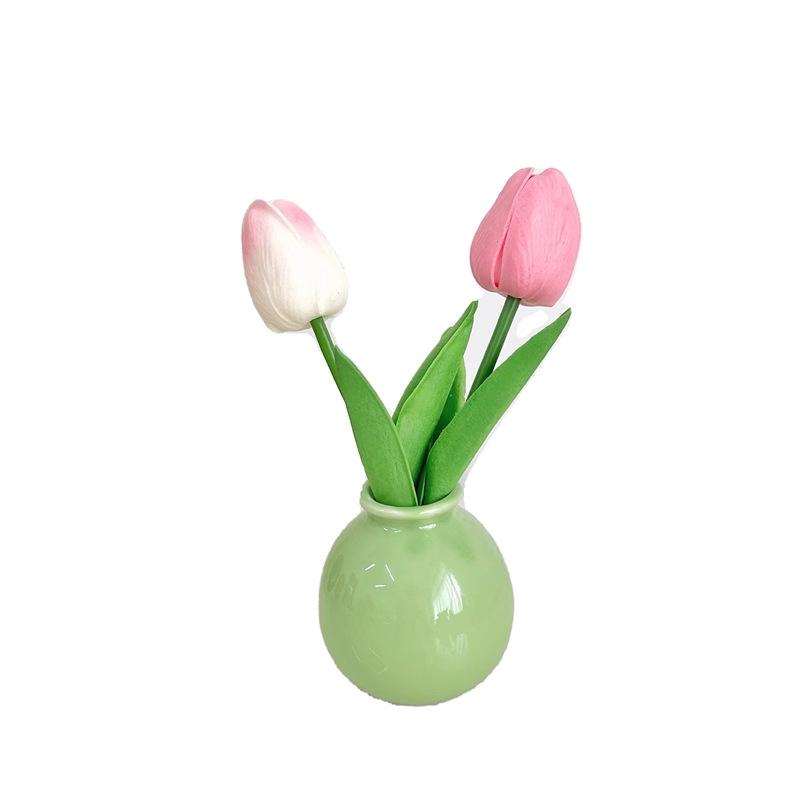 Stilvolles rundes Keramikvasen-Set mit künstlichen Trockenblumen für Schlafzimmer- und Wohnzimmerdekoration